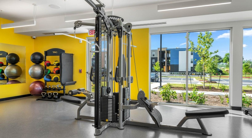 a gym with exercise equipment